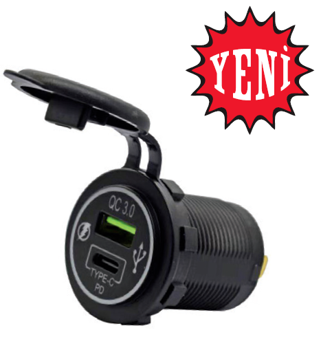 USB SOKETİ USB+TYPE C 12-24 V